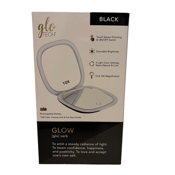 Glo Tech LED Compact Mirror Black NIB - Picture 3 of 3
